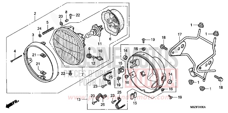 SCHEINWERFER (CB600F2) von Hornet PEARL FLASH YELLOW (Y163) von 2002