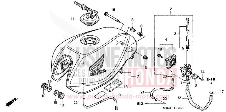 KRAFTSTOFFTANK (CB600F2/F22) von Hornet PEARL FLASH YELLOW (Y163) von 2002