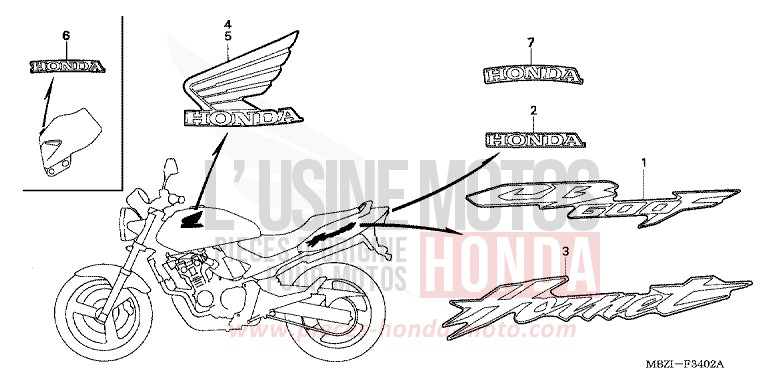 MARKE (CB600F3/4/5/6) von Hornet SCHWARZ (NH1) von 2003