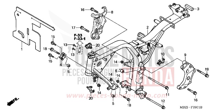 RAHMENKOERPER (CB600F3/4/5/6) von Hornet MAT PLUTONIUM SILVER METALLIC (NH381) von 2004