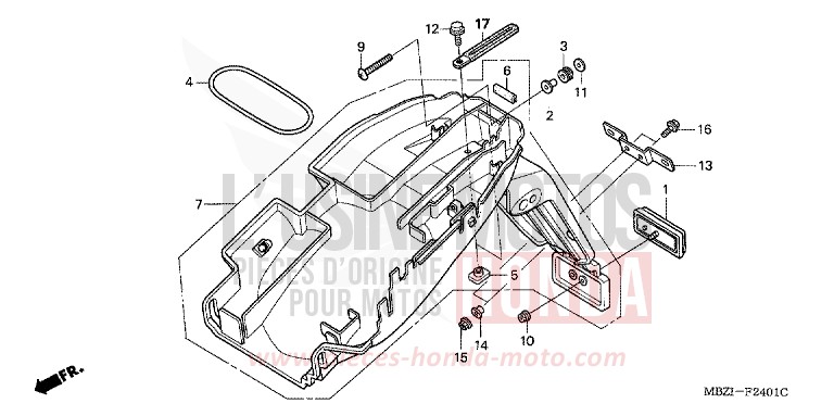 KOTFLUEGEL, HINTEN (CB600F3/4/5/6) von Hornet PEARL COOL WHITE (NHA16) von 2004