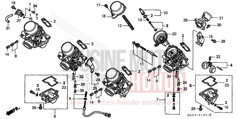 VERGASER (EINZELTEILE) von Hornet BOON SILVER METALLIC (NH373) von 1998