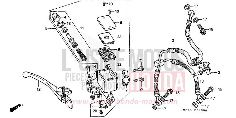 VORDERRADBREMSE HAUPTZYLINDER (1) von Hornet BOON SILVER METALLIC (NH373) von 1998