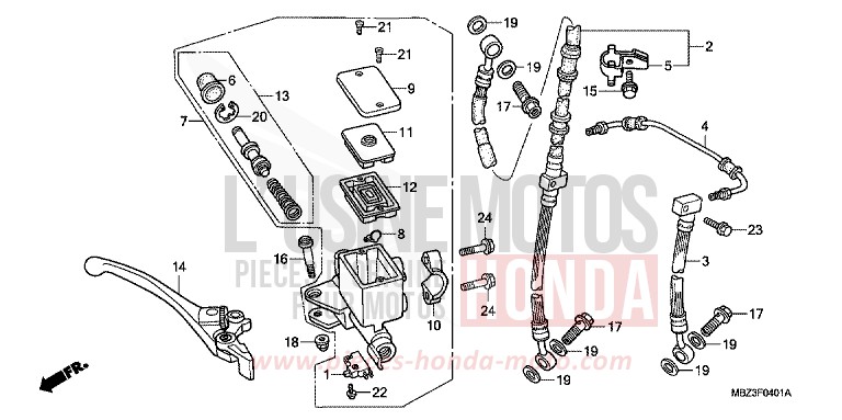VORDERRADBREMSE HAUPTZYLINDER (2) von Hornet CANDY TAHITIAN BLUE (PB215) von 2000
