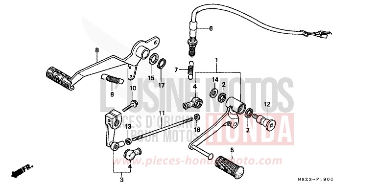 BREMSPEDAL/ SCHALTPEDAL von Hornet PEARL SHINING YELLOW (Y124) von 2000