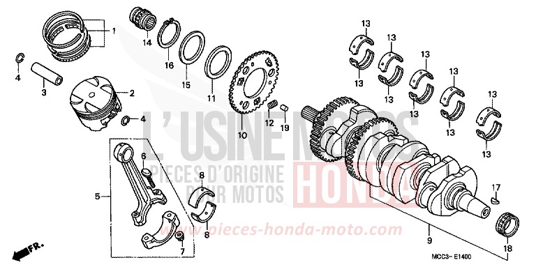 KURBELWELLE/KOLBEN von CB1100SF CANDY TAHITIAN BLUE (PB215) von 2001