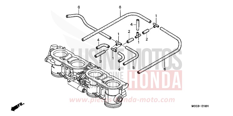 DROSSELKLAPPENGEHAEUSE (LEITUNGSNETZ) von CB1100SF PEARL FLASH YELLOW (Y163) von 2001