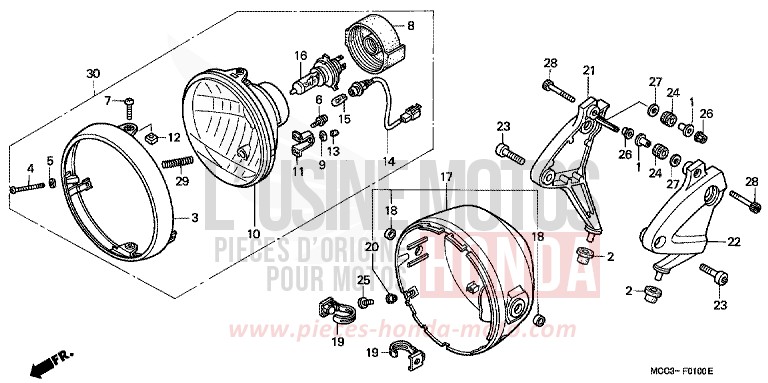 SCHEINWERFER von CB1100SF PEARL FLASH YELLOW (Y163) von 2001