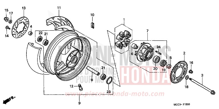 HINTERRAD von CB1100SF PEARL FLASH YELLOW (Y163) von 2001