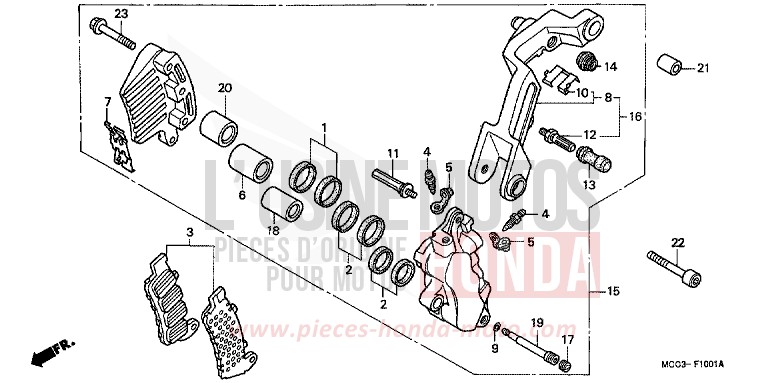 VORDERRAD-BREMSSATTEL (2) von CB1100SF CANDY BLAZING RED (R195) von 2000