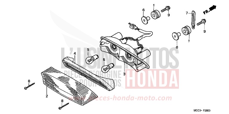 HECKLEUCHTE von CB1100SF CANDY BLAZING RED (R195) von 2000