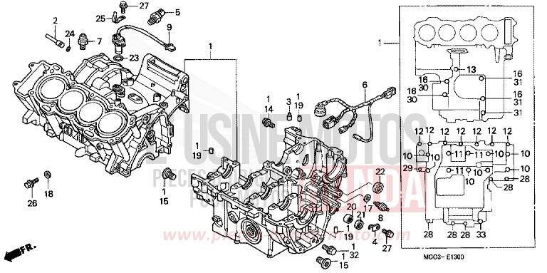 KURBELGEHAEUSE von CB1100SF CANDY TAHITIAN BLUE (PB215) von 2000