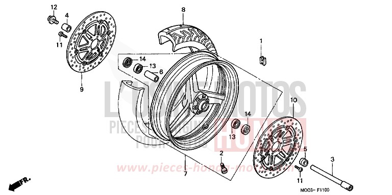 VORDERRAD von CB1100SF MUTE BLACK METALLIC (NH359) von 2000