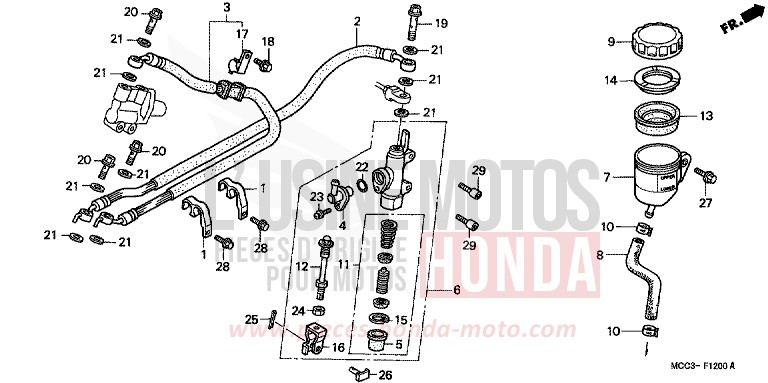 HAUPTBREMSZYLINDER, H. von CB1100SF MUTE BLACK METALLIC (NH359) von 2000