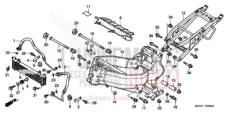 RAHMENKOERPER/OELKUEHLER von CB1100SF MUTE BLACK METALLIC (NH359) von 2000