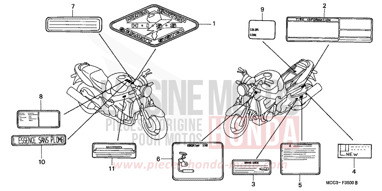 WARNETIKETT von CB1100SF MUTE BLACK METALLIC (NH359) von 2000