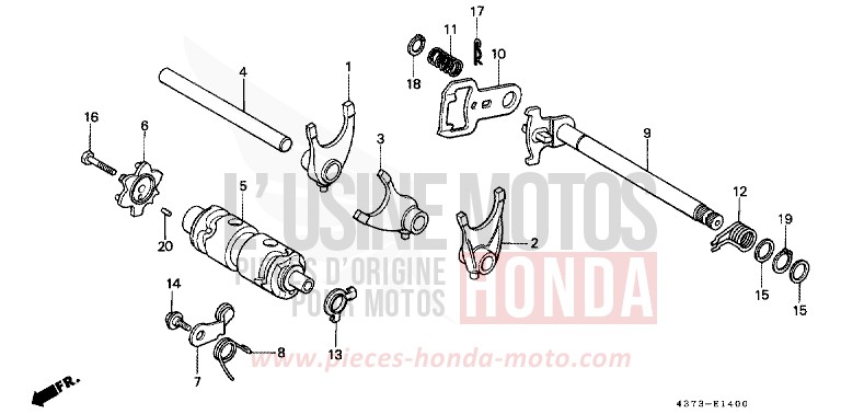 SCHALTTROMMEL/SCHALTGABEL von XL125S FIGHTING RED (R134) von 1981