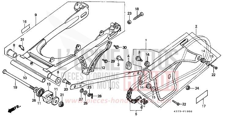 GABEL, HINTEN/KETTENGEHAEUSE von XL125S FIGHTING RED (R134) von 1981