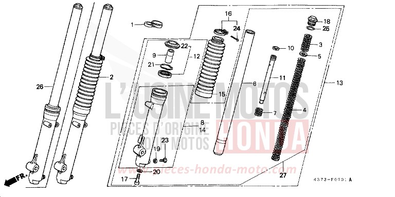 GABEL, VORNE (AUSSER XL125SZ/A/B,C-CM) von XL125S FLASH RED (R119) von 1981