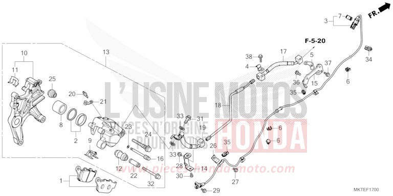 HINTERRAD-BREMSSATTEL von X-ADV GRAPHITE BLACK (NHB01) von 2026