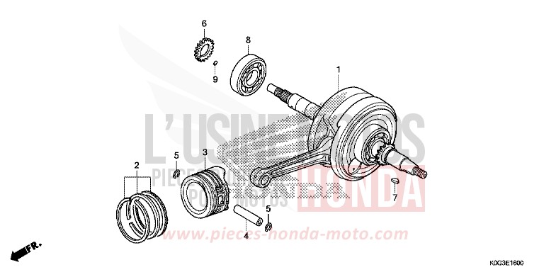KURBELWELLE/KOLBEN von C125A PEARL NEBULA RED (R376) von 2019