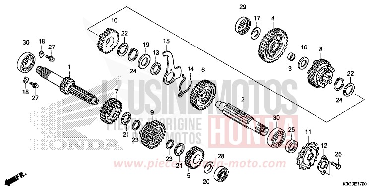 GETRIEBE von C125A PEARL NEBULA RED (R376) von 2019