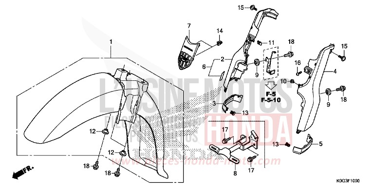 VORDERES SCHUTZBLECH/ABDECKUNG VORDERGABEL von C125A PEARL NEBULA RED (R376) von 2019
