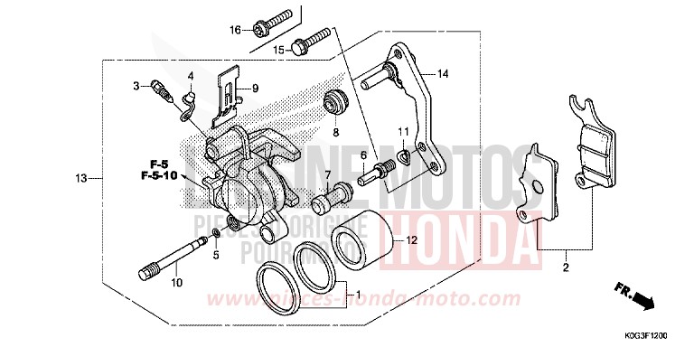 VORDERRAD-BREMSSATTEL von C125A PEARL NEBULA RED (R376) von 2019