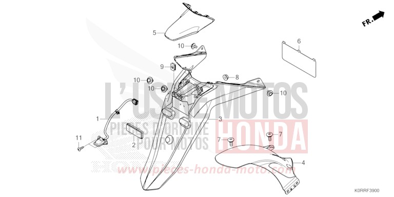 KOTFLUEGEL, HINTEN/KENNZEICHENBELEUCHTUNG von SH125 MAT PEARL PACIFIC BLUE (PB397) von 2024
