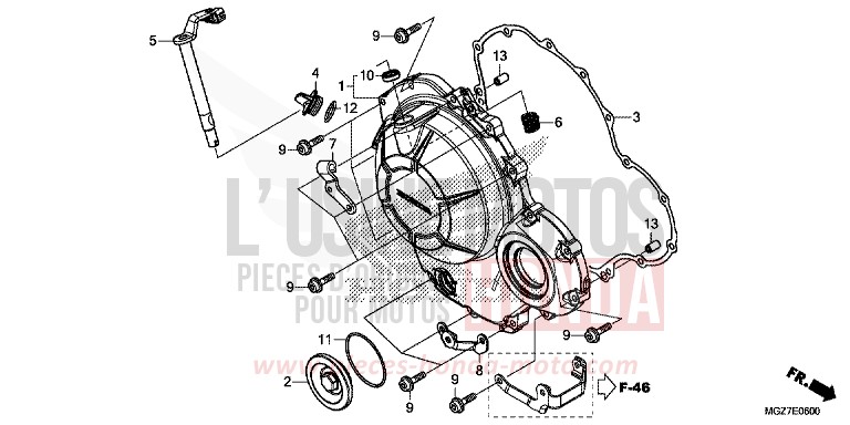 KURBELGEHAEUSEABDECKUNG von CB500X CANDY RUBY RED (R4) von 2013