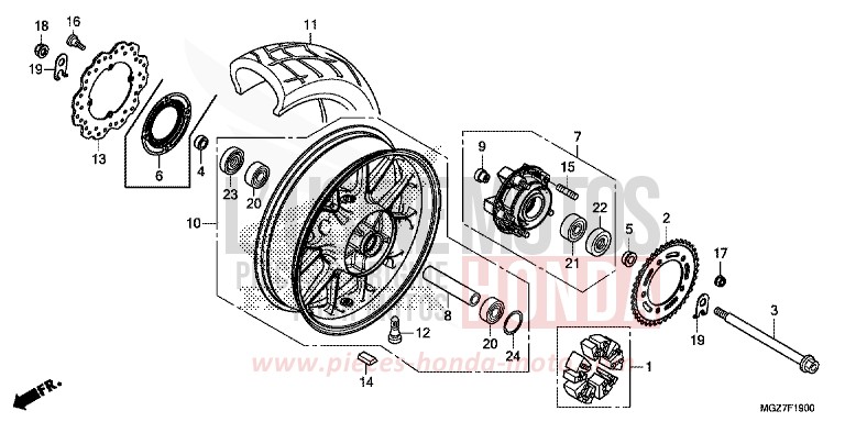 HINTERRAD von CB500X CANDY RUBY RED (R4) von 2013