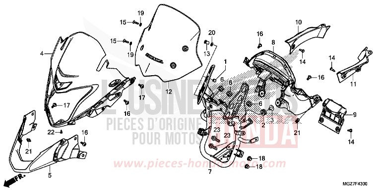WINDLAUF, VORNE von CB500X MAT GUNPOWDER BLACK METALLIC (NH436) von 2013