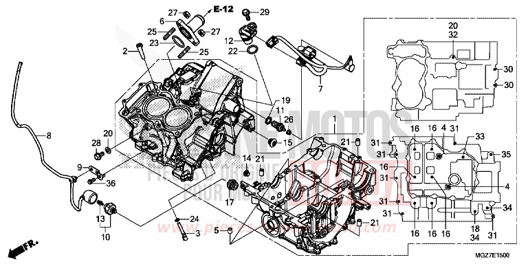 KURBELGEHAEUSE von CB500X PEARL HIMALAYAS WHITE (NHA87) von 2013