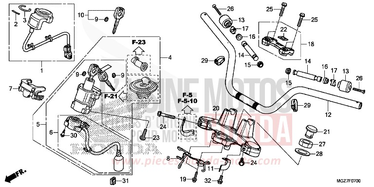 ROHRGRIFF/OBERE BRUECKE von CB500X PEARL HIMALAYAS WHITE (NHA87) von 2013