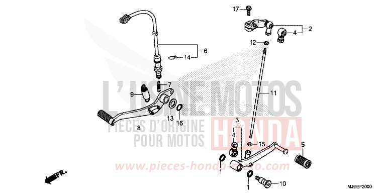 PEDALE von CB650F MAT GUNPOWDER BLACK METALLIC (NH436X) von 2016