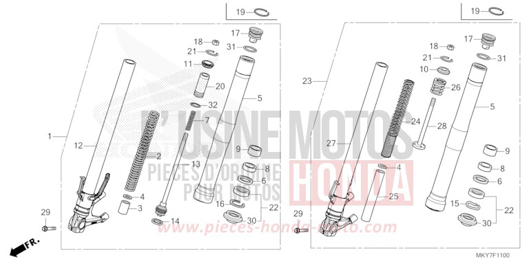 GABEL, VORNE von CB650R CANDY ENERGY ORANGE (YR249) von 2026