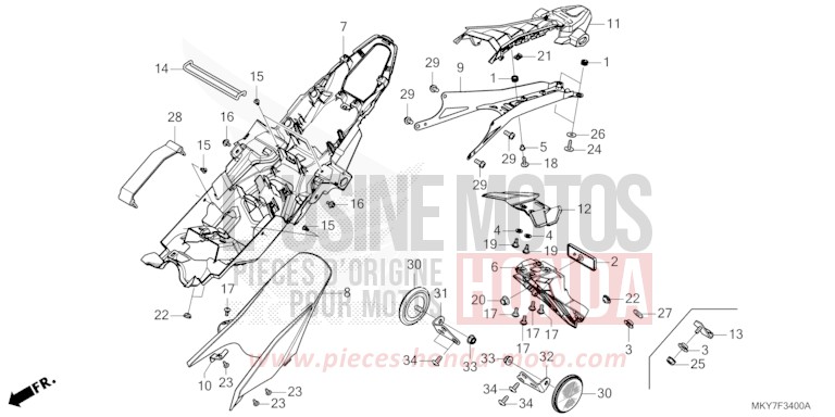 KOTFLUEGEL, HINTEN von CB650R MAT GUNPOWDER BLACK METALLIC (NH436) von 2026