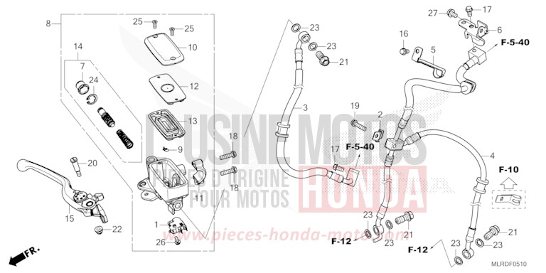 HAUPTBREMSZYLINDER, VORNE ZYLINDER von NX500 GRAND PRIX RED (R380) von 2025