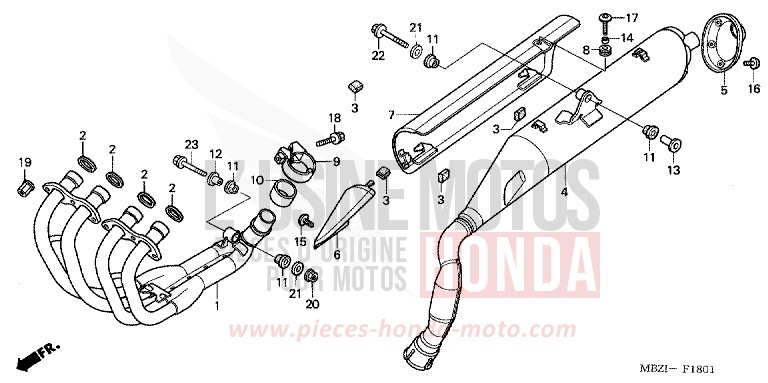 ABGAS-SCHALLDAEMPFER (CB600F3/4/5/6) von Hornet MAT TITANIUM METALLIC (YR268) von 2006