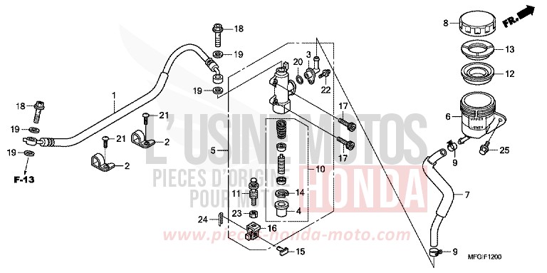 REAR BRAKE MASTERCYLINDER (CB600F/F3) von Hornet PEARL SIENA RED (R320) von 2010