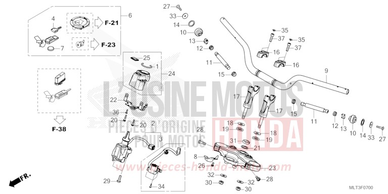 LENKERROHR/OBERE GABELBRUECKE/SCHLUESSELHALTER von CB1000GT GRAPHITE BLACK (NHB01) von 2026