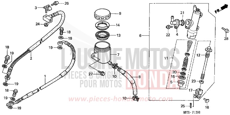 HAUPTBREMSE, HINTEN ZYLINDER von Varadero MUTE BLACK METALLIC (NH359) von 2001