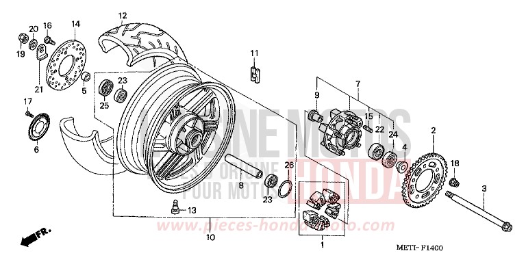 HINTERRAD von CBF500 FORCE SILVER METALLIC (NH411) von 2004