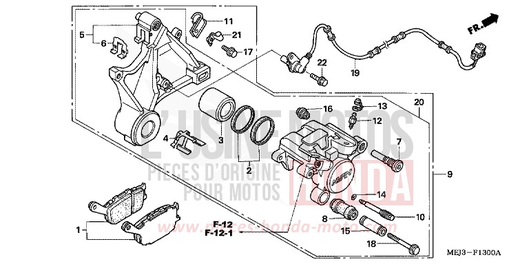 HINTERRAD-BREMSSATTEL von CB1300 DARKNESS BLACK METALLIC (NH463) von 2005