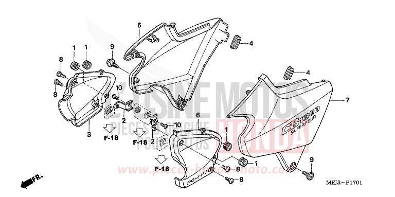 SEITENABDECKUNG (CB1300/A/S/SA) von CB1300 DARKNESS BLACK METALLIC (NH463) von 2005