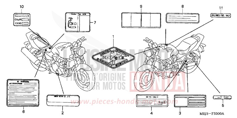 WARNETIKETT (CB1300/A/F/F1) von CB1300 DARKNESS BLACK METALLIC (NH463) von 2005