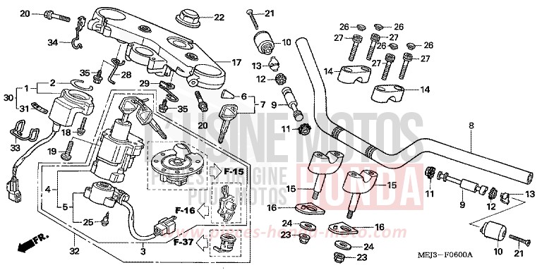 ROHRGRIFF/OBERE BRUECKE von CB1300 PEARL HERON BLUE (PB332) von 2005