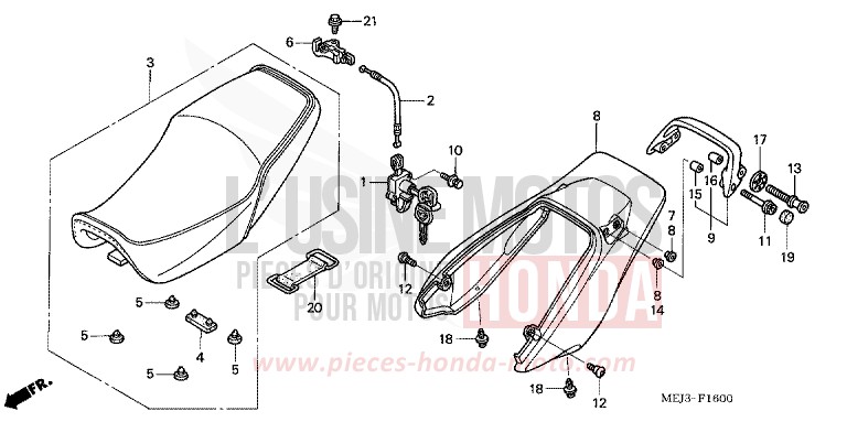 SITZ/WINDLAUF, HINTEN von CB1300 PEARL HERON BLUE (PB332) von 2005