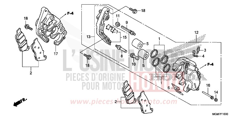 VORDERRAD-BREMSSATTEL (CB600F) von Hornet MAT CYNOS GRAY METALLIC (NH312) von 2013
