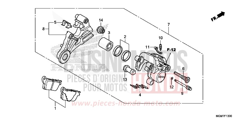 HINTERRAD-BREMSSATTEL (CB600F) von Hornet MAT PEARL COOL WHITE (NHB44) von 2013